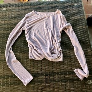 Alo Cover Long Sleeve Mauve Twist crop top